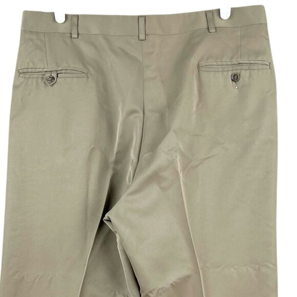 HAGGAR Men's Dress Pants Size 36x32 Pleated Front Rolled Cuff Hem Light Brown - Picture 4 of 9